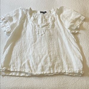 J. Crew White Linen Blouse, Size Medium